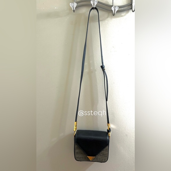 Alexander Wang Crocodile Lizard Embossed Calfskin Prisma Envelope Crossbody Bag - Picture 1 of 6